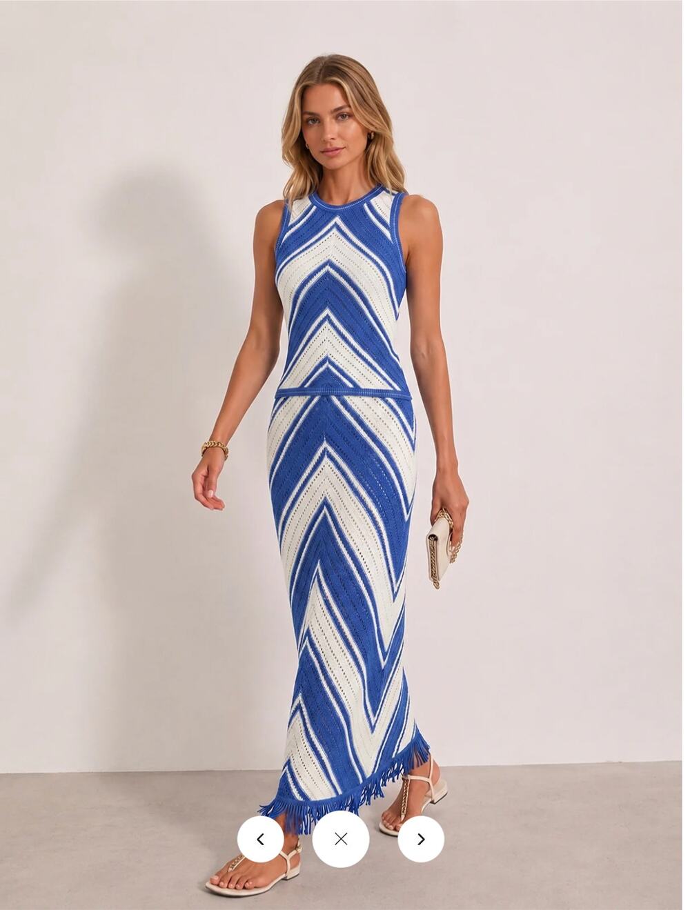 NWT Commense Chevron Knit Top & Midi Skirt Set Sz XL